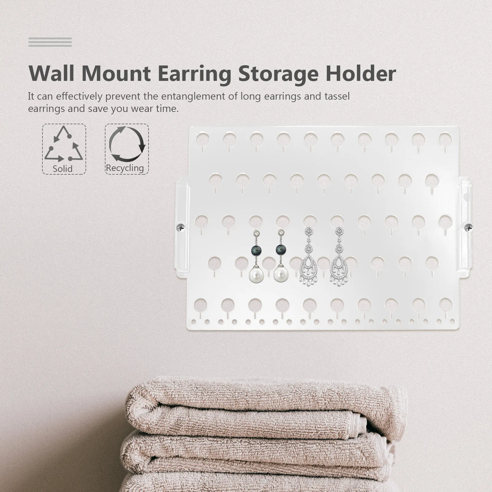 Acrylic Earring Storage Rack Wall Mounted Jewelry Organizer for Earrings & Necklaces – Space-Saving Display