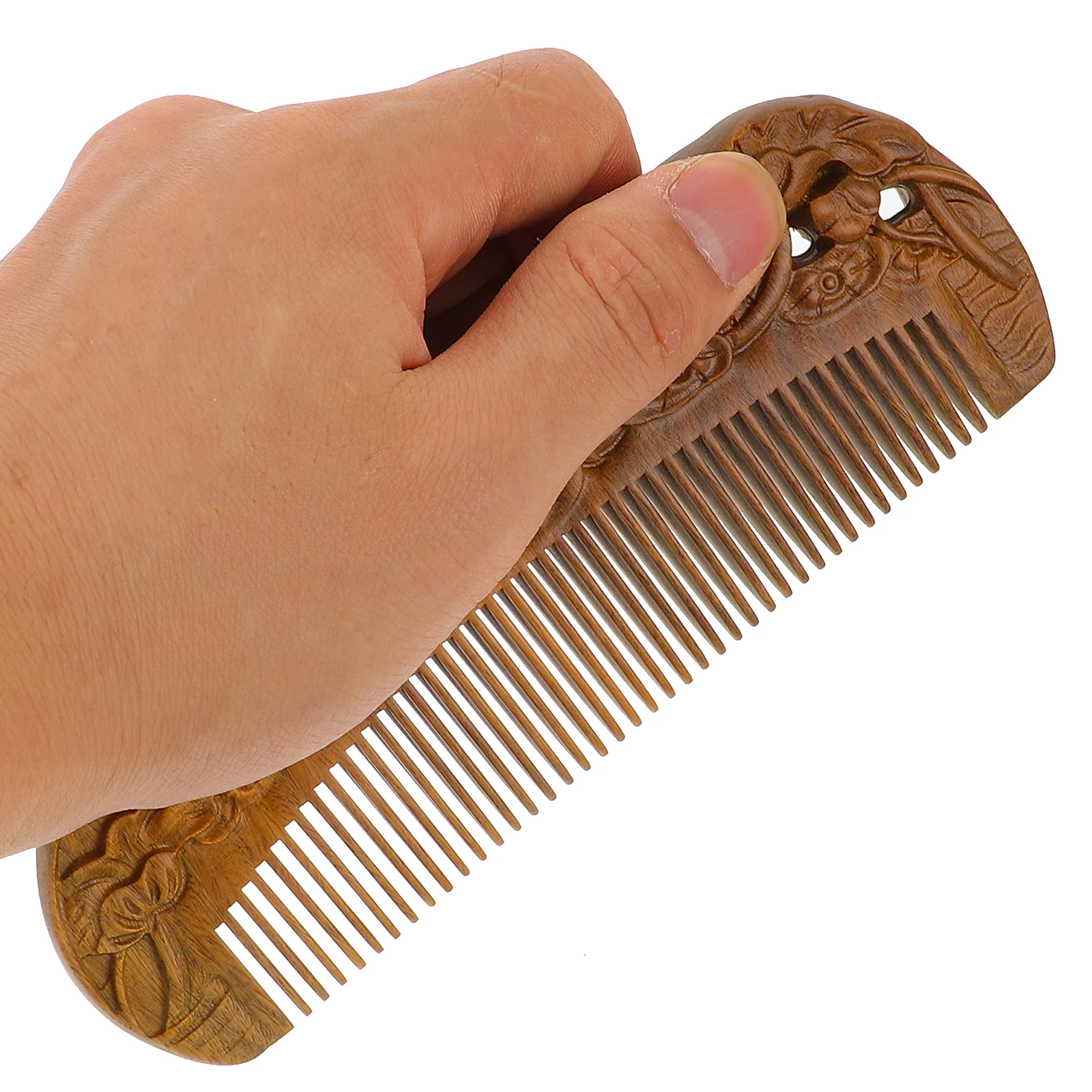 

1 шт., расческа из песчаного дерева, полированный расческа для ухода за волосами, без статики, предотвращает ломкость, удобная ручка, домашняя расческа для парикмахерской