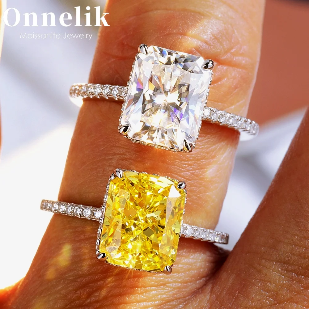 

Onnelik 4CT Full Moissanite Ring Set with Certificate 100% S925 Sterling Silver Diamond Wedding Band Fine Jewelry Gift for Women