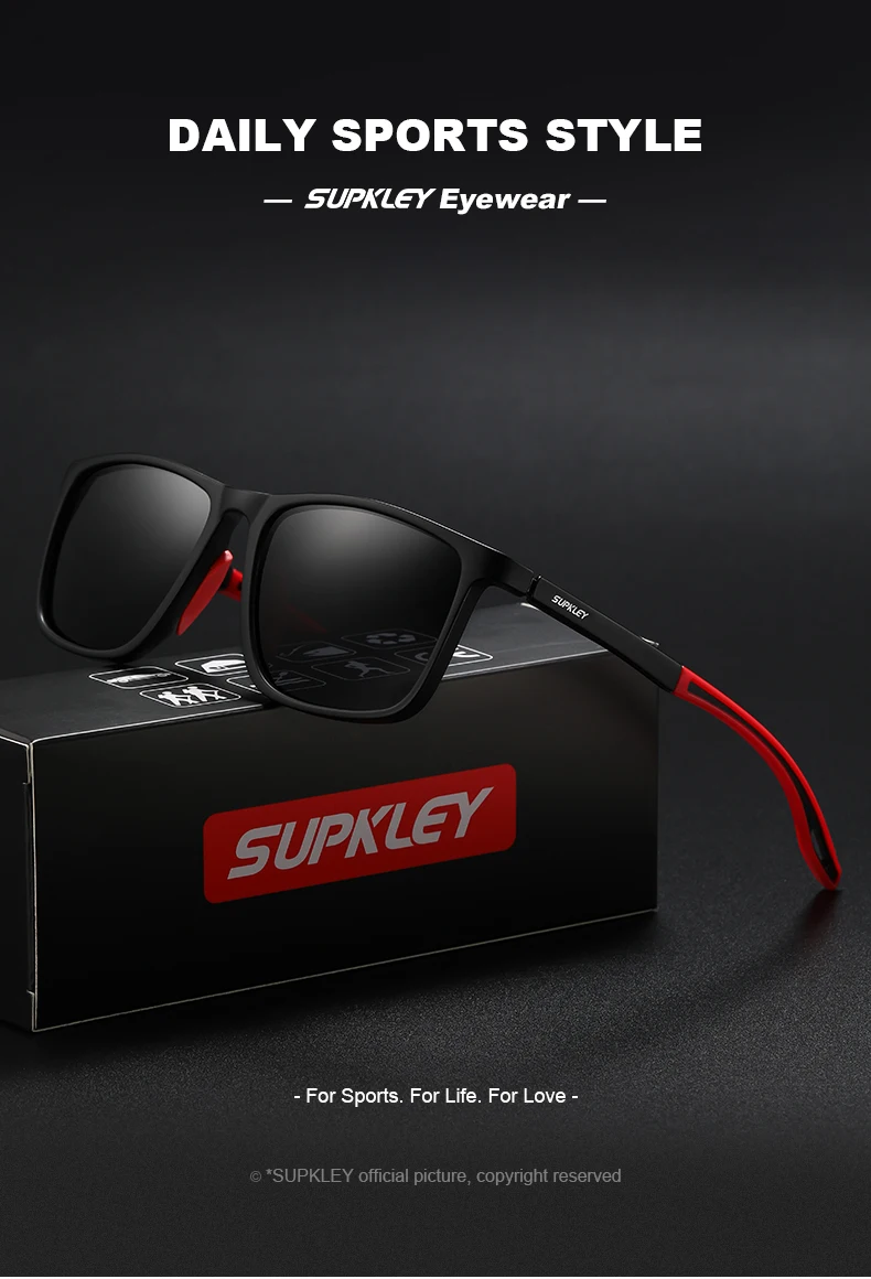 Supkley sport sonnenbrille für männer frauen bequeme leichte polarisierte sonnenbrille uv400 brillen zubehör beste geschenk wahl – Detail 1