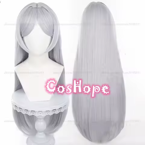 Frieren Cosplay Wig 85cm Long Silver Gray Wig Cosplay Anime Wigs Heat Resistant Synthetic Wigs