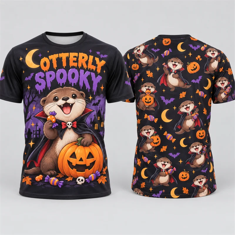 Cute Halloween Animal 3D Print T Shirt Men Women Pig Squirrel Capybara Otter Rabbit Fox Sloth Axolotl Short Sleeve Party Tees