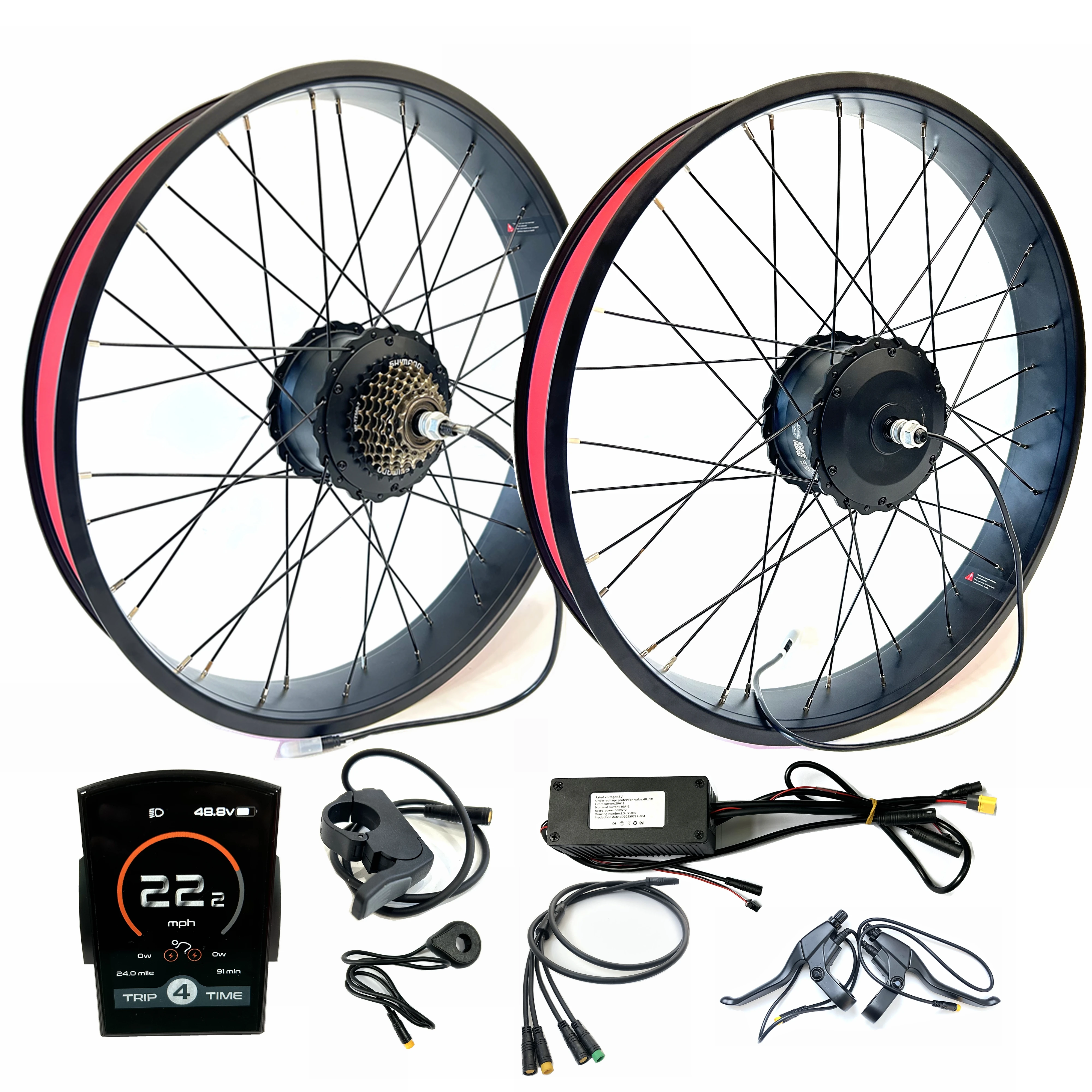 

Dual Motor Kit 26inch 48V1000W Electric Fat Bike Hub Motor 2x500W Double Drive Kit 2WD EBike Conversion Kit 26x4.0 inch Wheel Fr