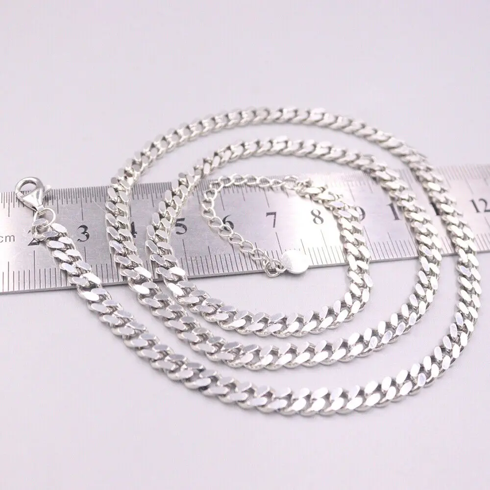 

Real 925 Sterling Silver 5mm Curb Link Chain Necklace 21.6" + 1.97" Extender