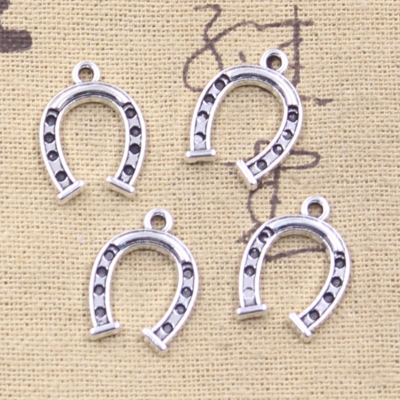 30 sztuk Charms Lucky Horseshoe talizman powodzenia 20x14mm antyczne srebro kolorowe wisiorki DIY rzemiosło Making Handmade biżuteria tybetańska