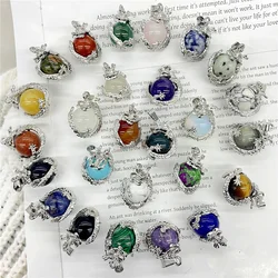 Fashion Natural Stone Healing Quartz crystal amethyst Dragon Ball Rock Pendant For DIY Jewelry Making Necklace Accessories 12pcs