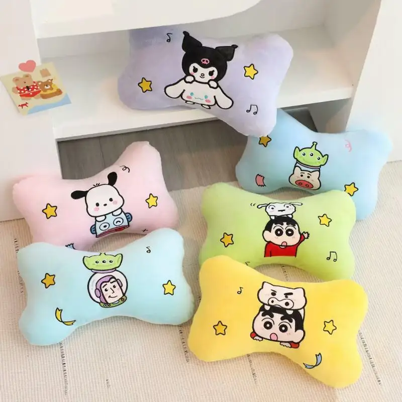 Sanrio Cartoon Car Headrests Kawaii Cinnamoroll Pachacco Kuromi Seat Headrest Car Neck Protection Pillow Four Seasons Universal