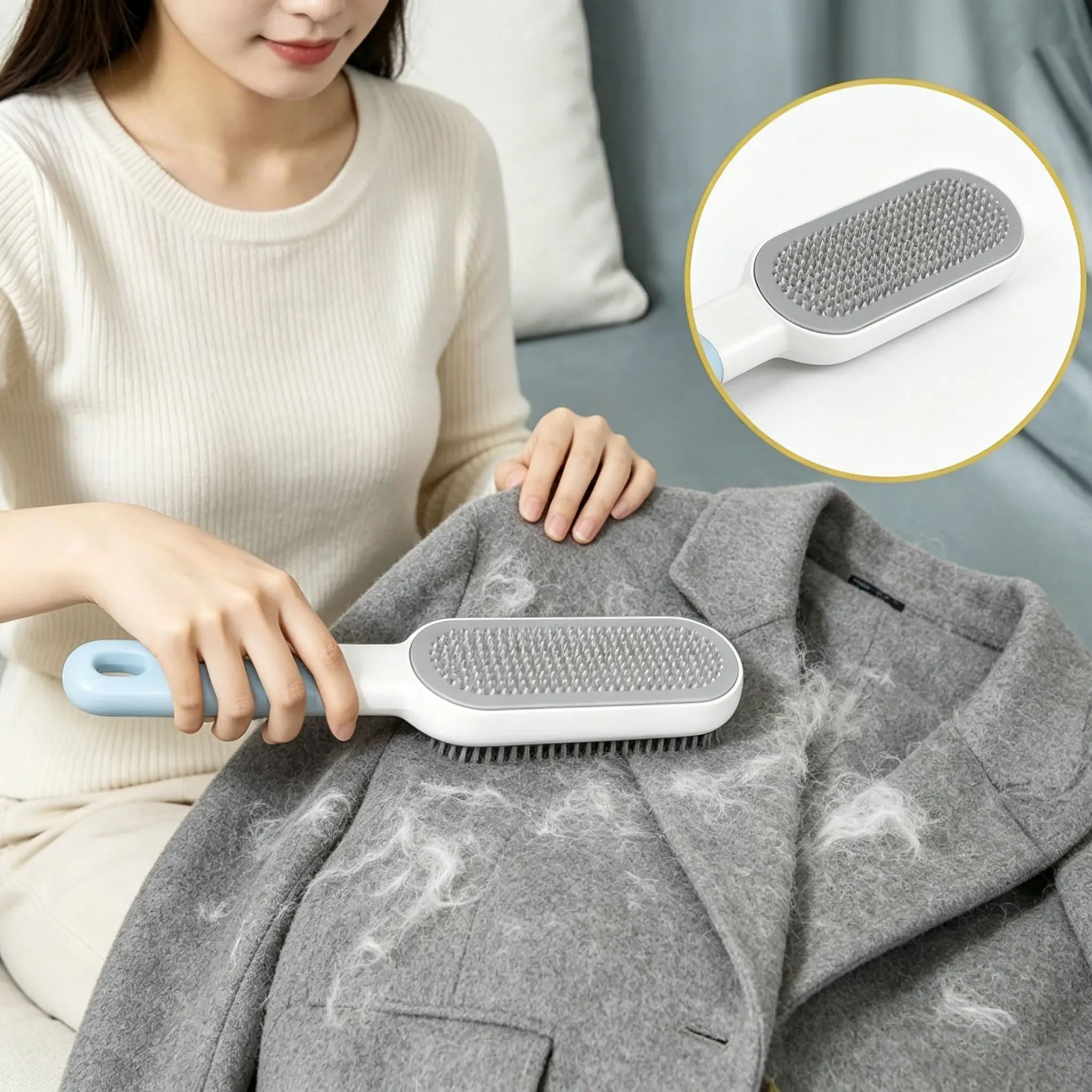 Cepillo para Pelo de Mascotas 4 en 1, Cepillo Manual Electrostático de Doble Cara para Limpiar Mascotas, Ropa, Sofás, Muebles y Alfombras
