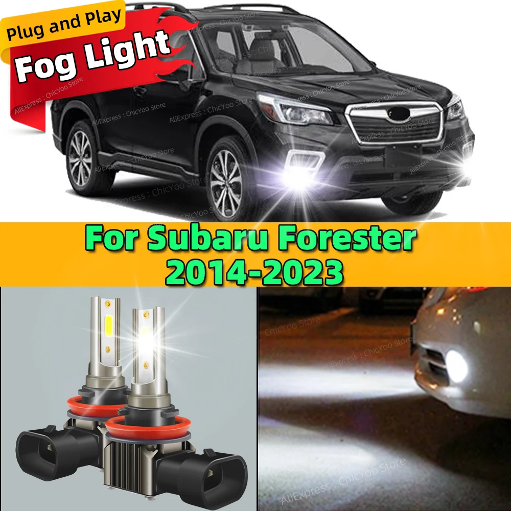 2Pcs LED Fog Lamp Bulbs Front Fog Light Accessories Canbus 6000K For Subaru Forester 2014 2015 2016 2017 2018 2019 2020-2023