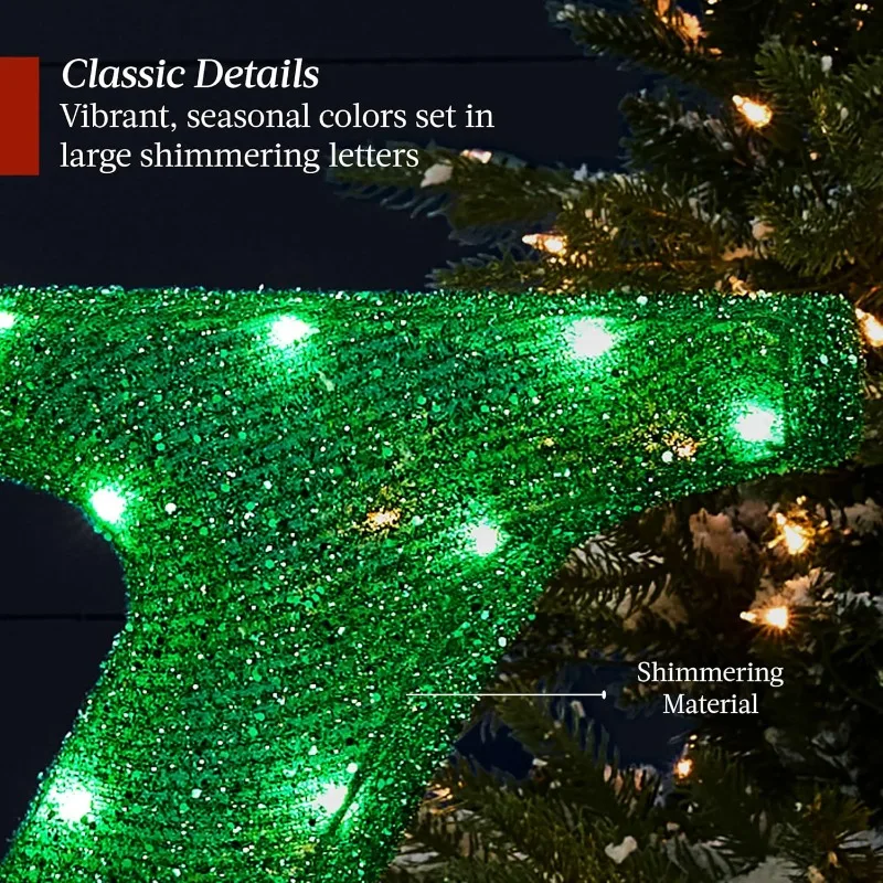 3-delige kerstvreugde tuindecoratie, 32 inch 3D verlichte buitenvakantiedecor met 150 LED-verlichting, grondstak