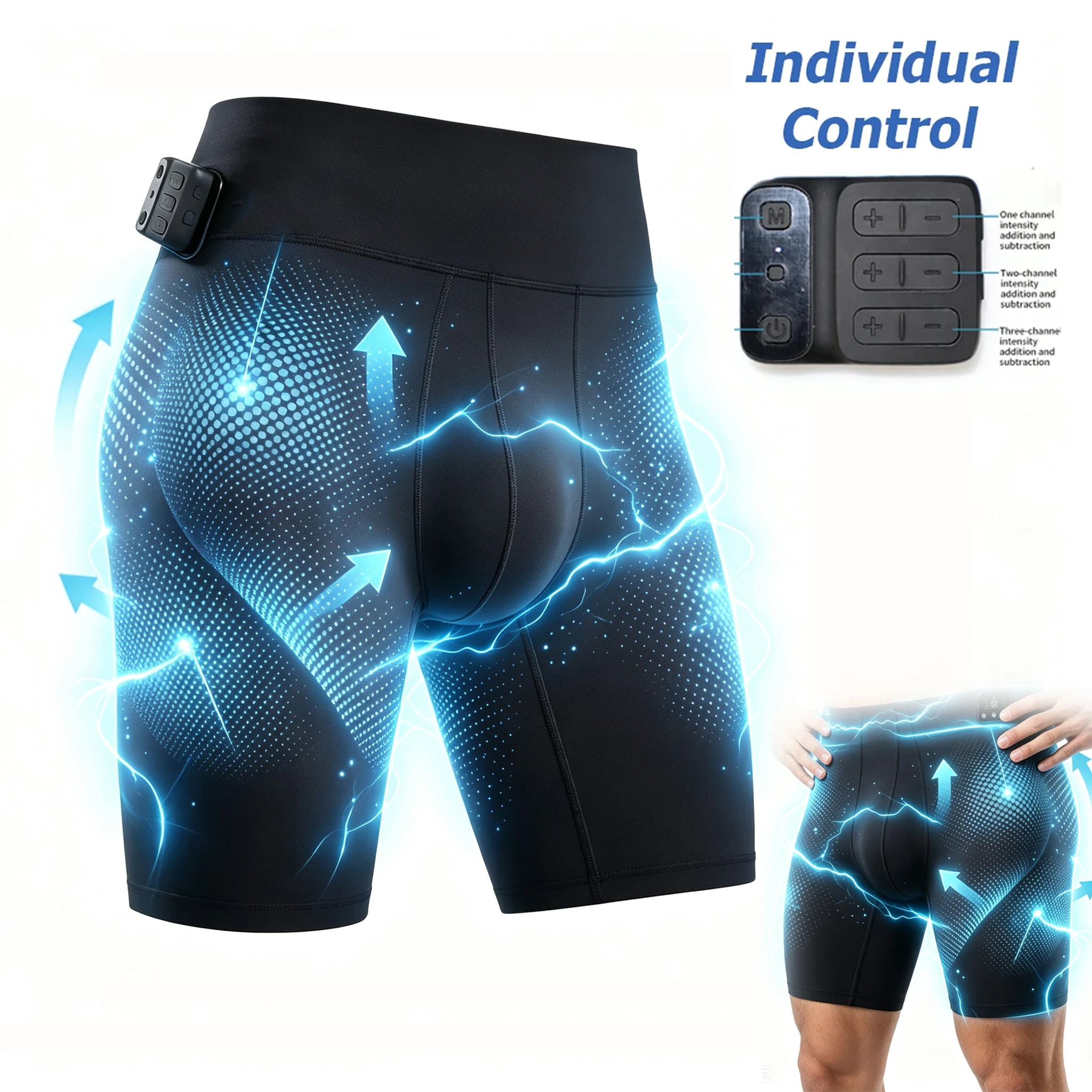 EMS Muscle Stimulation Massager Shorts Electric Abdominal Hip Leg Trainer High Waist Yoga Tight Pant Body Shaping Pelvic Floor