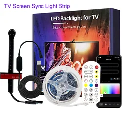 RGBIC LED-Lichtleiste, Kamera, TV-Bildschirm, Synchronisation, APP, Musiksynchronisation, Spiel, Schlafzimmer, TV, Hintergrund, Umgebungslicht