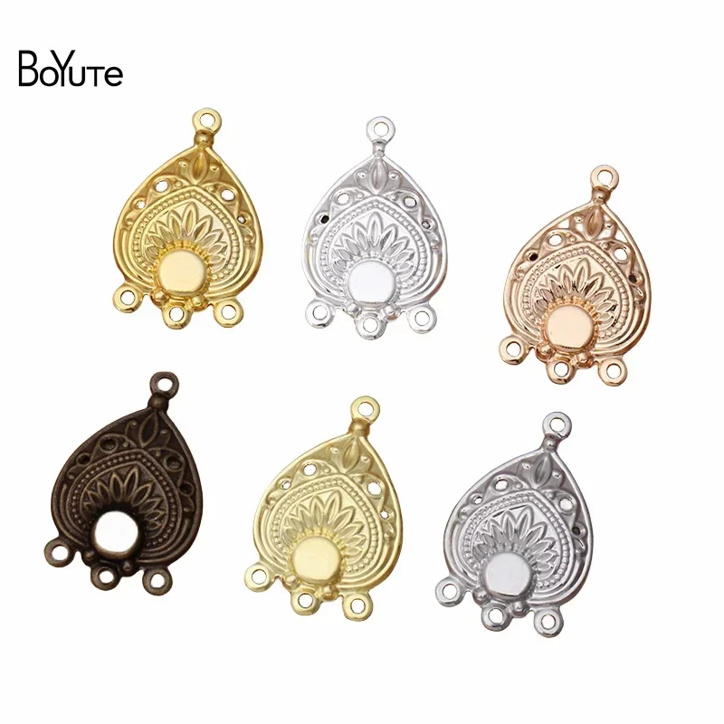 

BoYuTe (200 Pieces/Lot) 22*14mm Metal Brass Charm Pendant Connectors with 4 Loops 6 Colors DIY Jewelry Materials