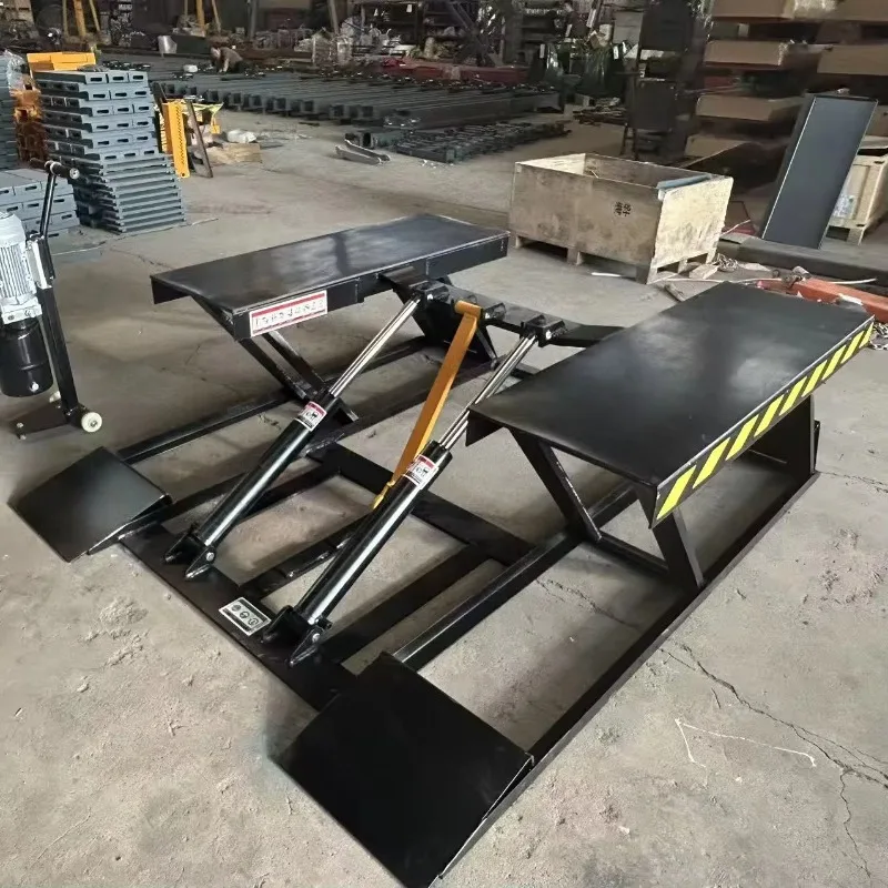 4.5 TON Mini Double Cylinder Hydraulic Scissor Car Lift Stainless Steel Construction Low-position Design 1000mm Lifting Height