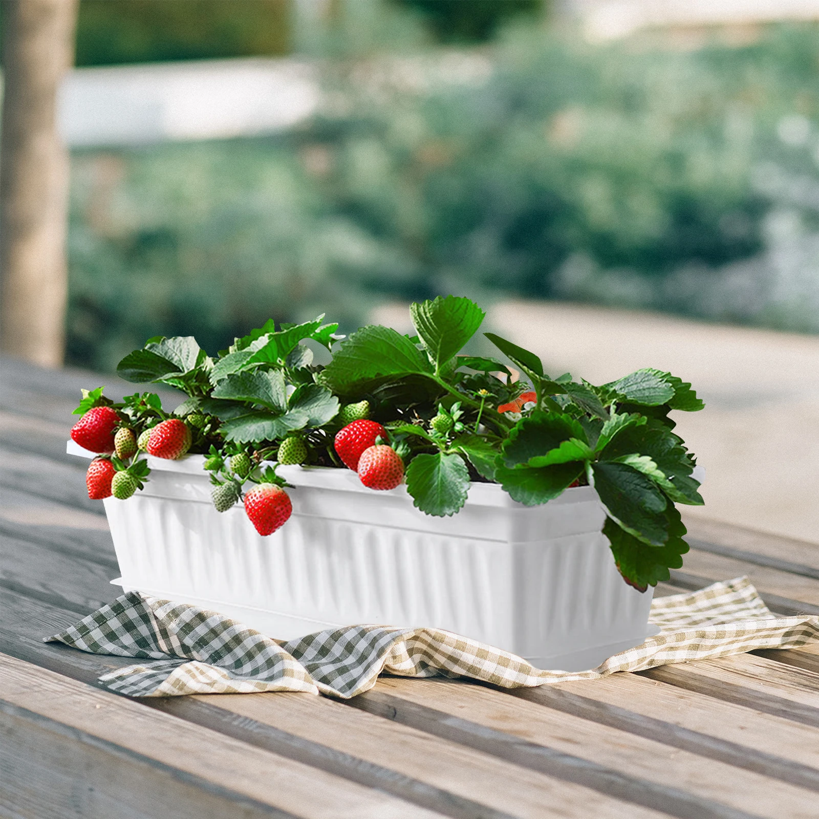 

2pcs Large Rectangular Planting Pots with Saucer for Balcony Garden Vegetables Flowers Herbs Outdoor Indoor Planter Boxes