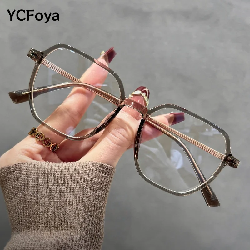 

YCFoya 2025 New Ultra-light Polygon Eyewear Retro TR90 + Alloy Luxury Optical Prescription Eyeglasses Frame Men Women P65053