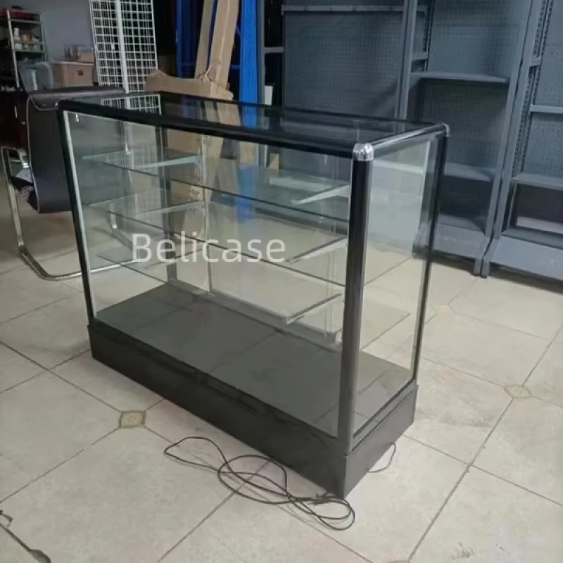 

2025customized.70inch Smoke Shop Store Fixture Display Adjustable Tempered Glass Shelves & Sliding Glass Toba