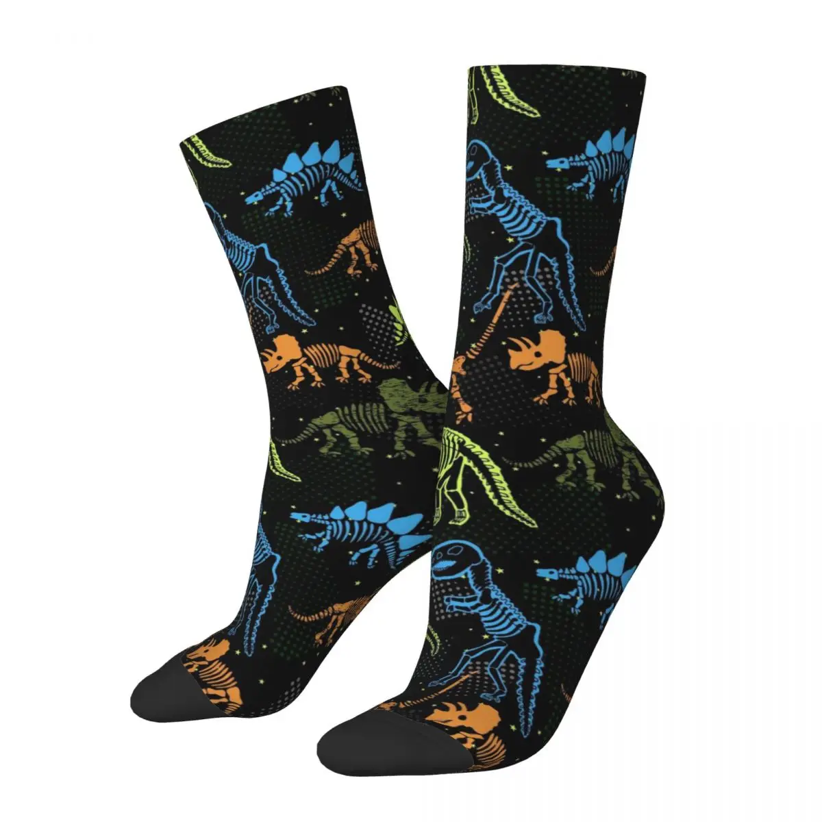 Vintage Dinosaur Skeleton Men's Socks Unisex Novelty Seamless Printed Funny Crew Sock Gift