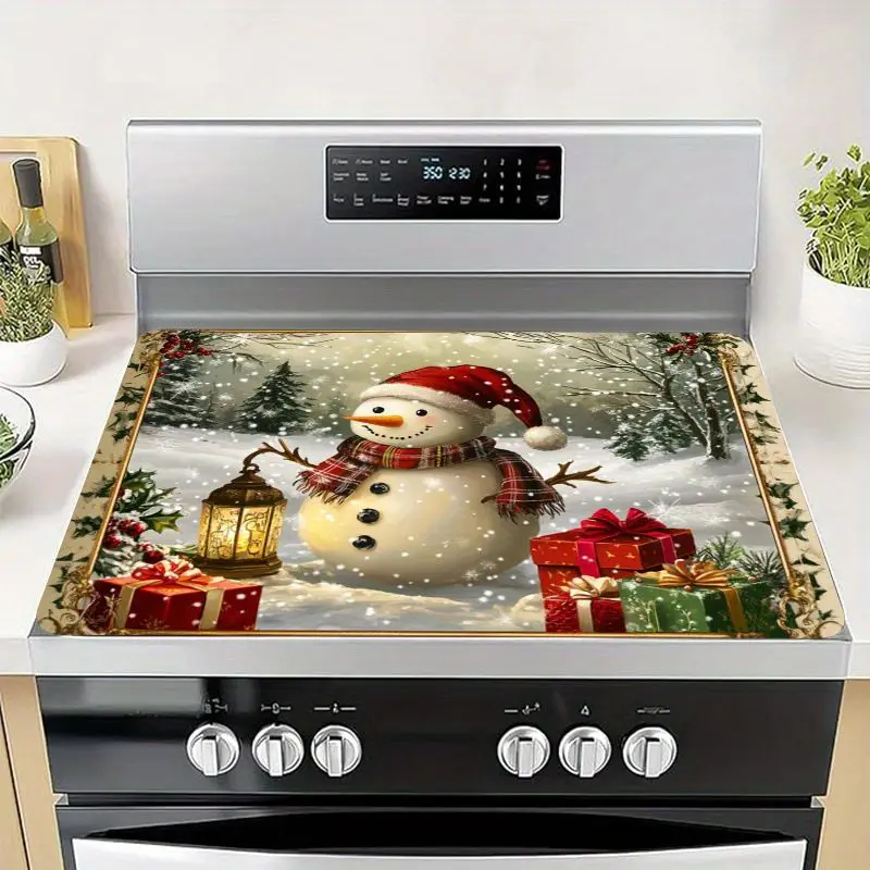 VIKAMA Christmas Santa Claus Stove Top Cover Gas Burner Cover Mat For Kitchen Cooktop Protector Xmas Home Decor