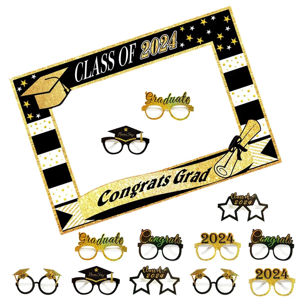 

1Set Graduation Eyeglasses Photo Props Paper Material Creative Design for Graduation Party Photography Supplies