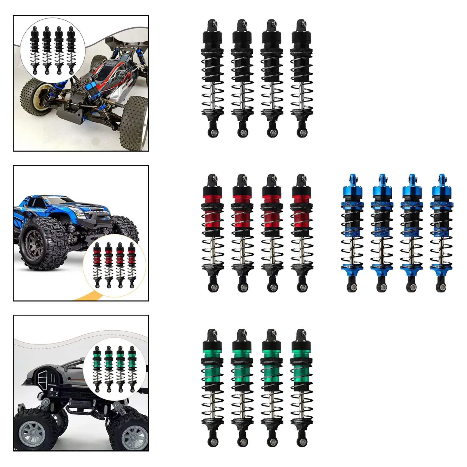 

4 Pieces RC Car Shock Absorber Damper RC Vehicle Accessories Replaces Upgrade DIY Lightweight Compatible Sturdy for 1:16 Mini
