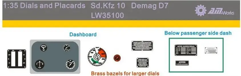 1/35 Scale Vehicle Dials & Placards Sd.Kfz. 10 D7 (PE+Decal) LW35100 Modeling Upgrade Kits