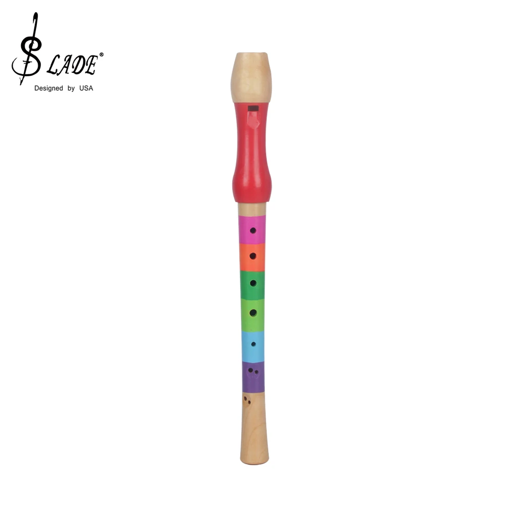 SLADE Harp Flute Wooden Eight Hole Treble Orff Flute Wooden Kid Professional Playing Musical Instrument for Children Gifts