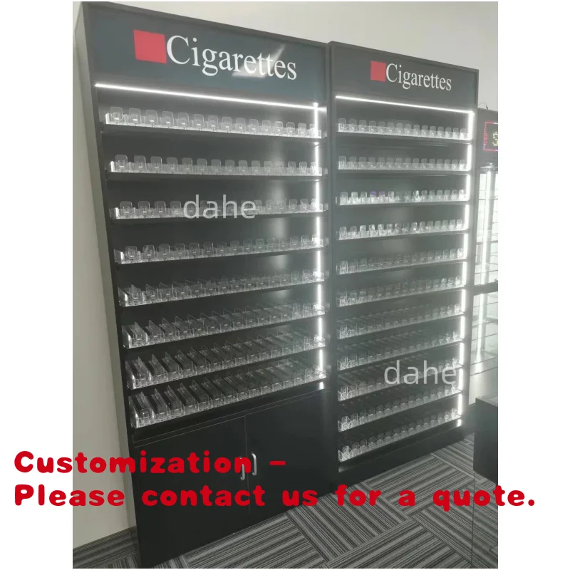 Customize.Wooden Racks Convenience Store Smoke Shop Showcase with Light Cabinet Display