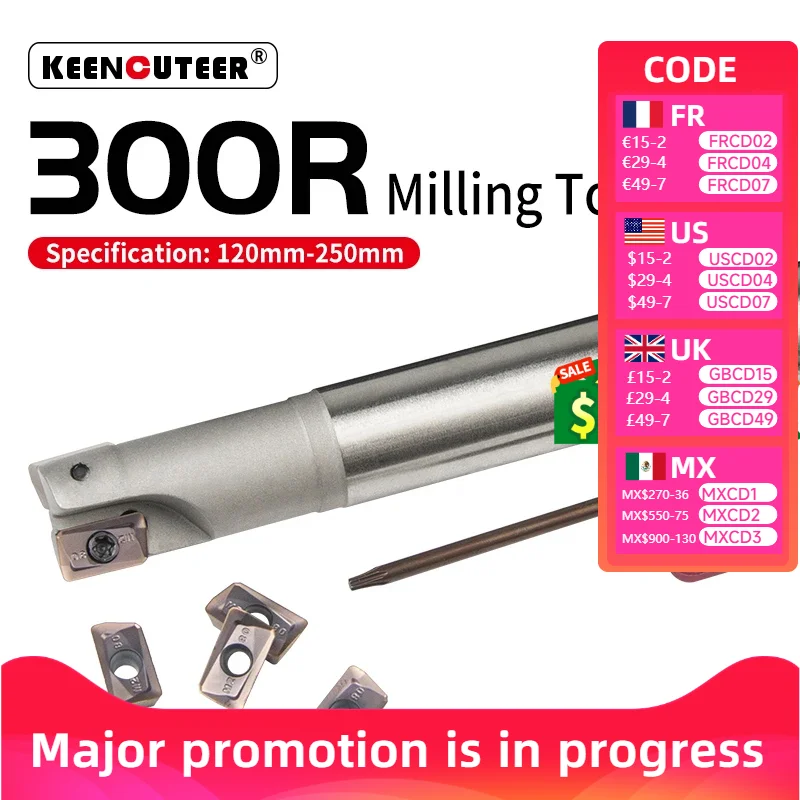 

1PC BAP 300R milling cutter 120-250mm Milling tool holder face milling cutter for carbide 10PCS insert APMT1135 KT1505 KT930