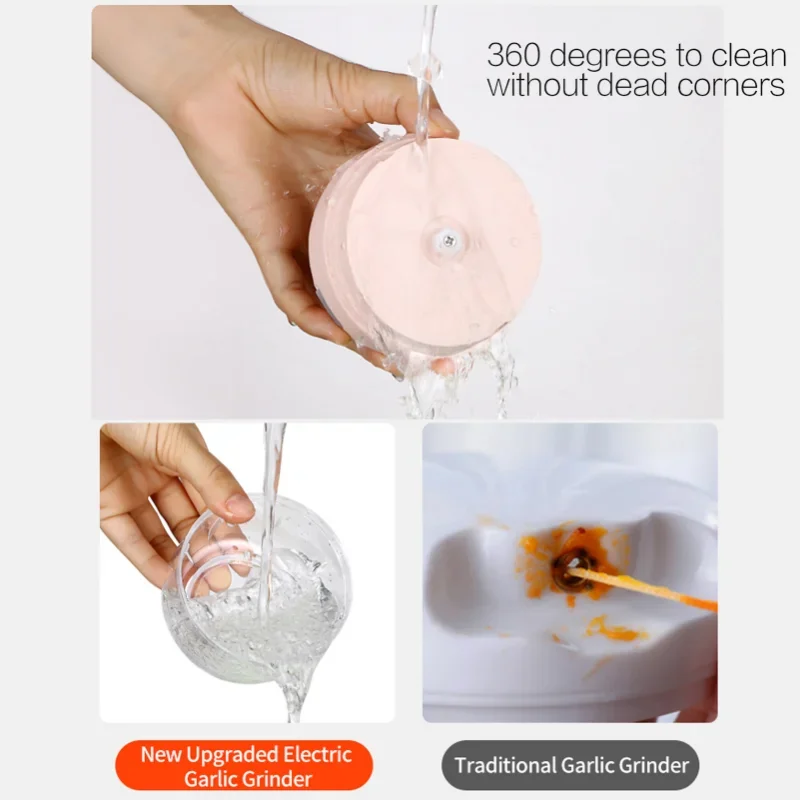 100ML Mini Garlic Grinder Electric Garlic Chopper Cordless Food Fruit Vegetable Blender Kitchen Gadgets USB Rechargeable