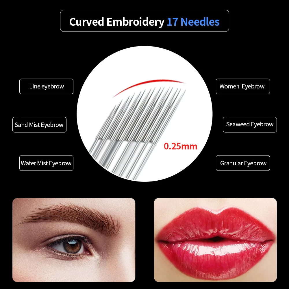 0,25 Stück mm 17pin Tattoo Nadeln Klinge Augenbrauen Lippen Permanent Make-up Tattoo Klingen für 3D-Stickerei manuelle Microb lading Stift