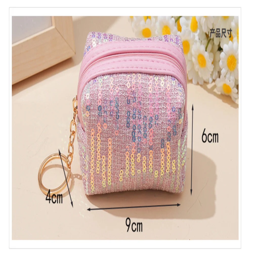 New Embroidered Sequins Cute Coin Purse Women Mini Change Purses Coin Pocket Wallets Card Holder Zipper Pouch Card Holder Wallet