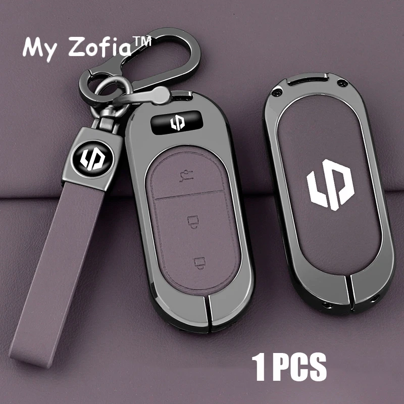 Funda de cuero de aleación de Zinc para llave de coche, para Leapmotor S01 C11 C10 C16 C01, funda para mando a distancia, llavero, soporte de anillo, accesorios Fob