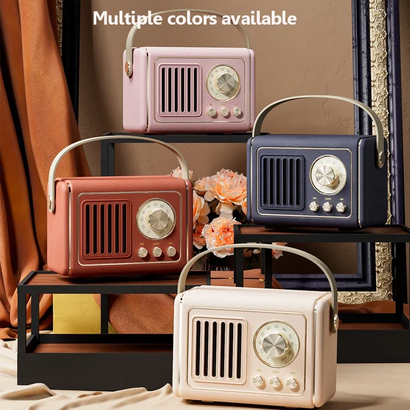 Mini altoparlante Bluetooth retrò portatile Hifi Sound Music Box lettore musicale MP3 Wireless con supporto per microfono scheda TF USB AUX Pla