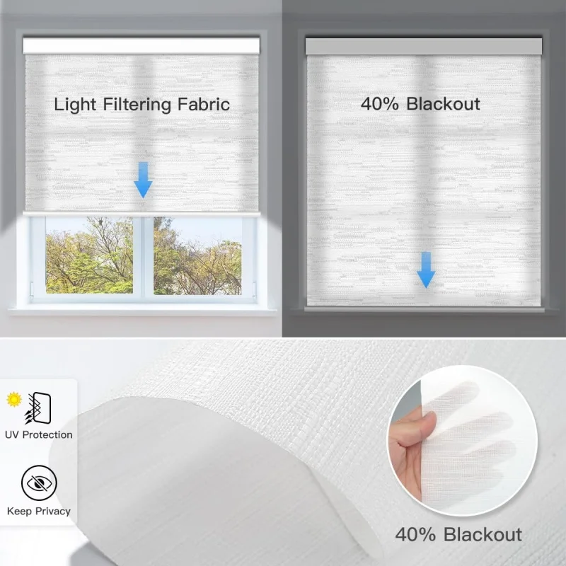 Professional Customized Dual Layer Light Filtering Roller Shades With Wifi App Remote Control Motorized Roller Blinds For Window