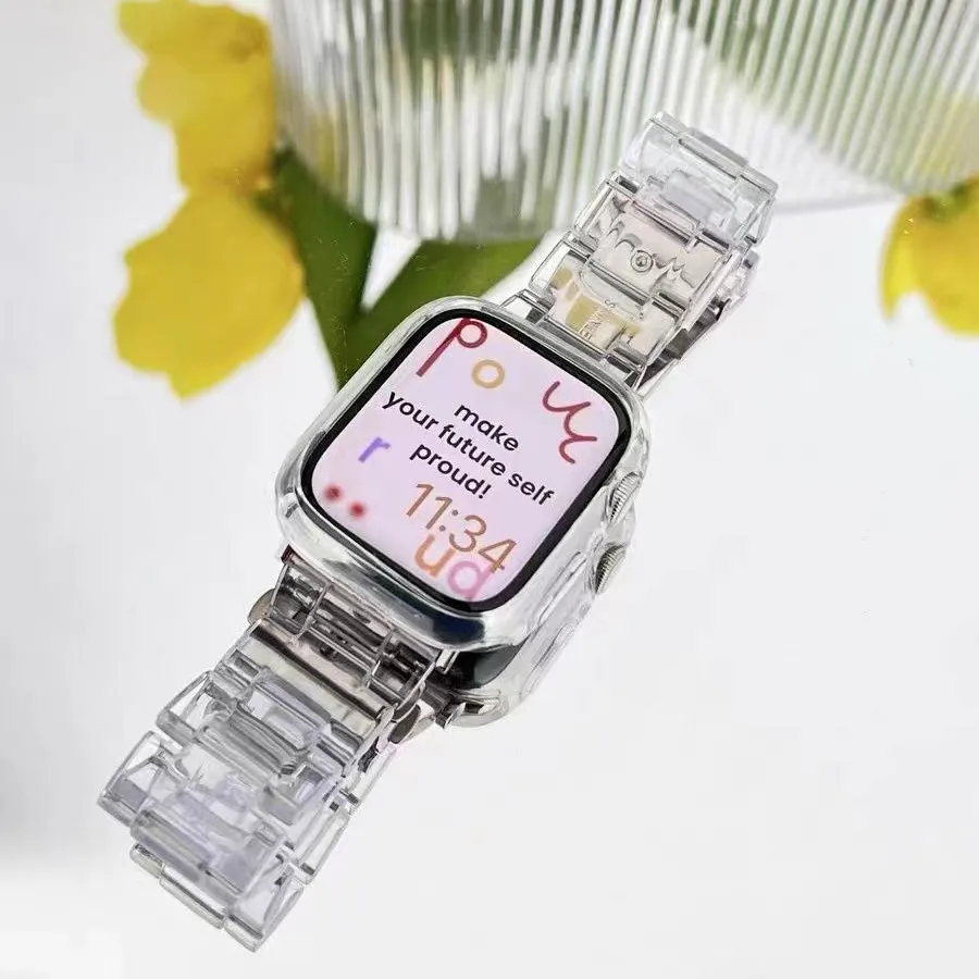 Manufacturer Strap for Apple Watch Band 38/42mm 8SE 7 6 5 4 3 2 1 for Iwatch 40/44mm 41/45mm 49Ultra Transparent Bracelet Correa