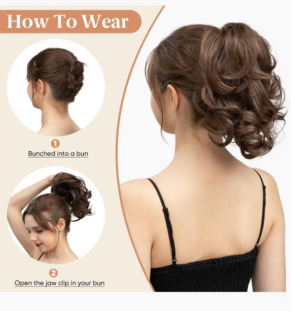 

Hair clip ponytail short ladies adjustable curly voluminous natural short synthetic wig braid wig accessories Daily wear