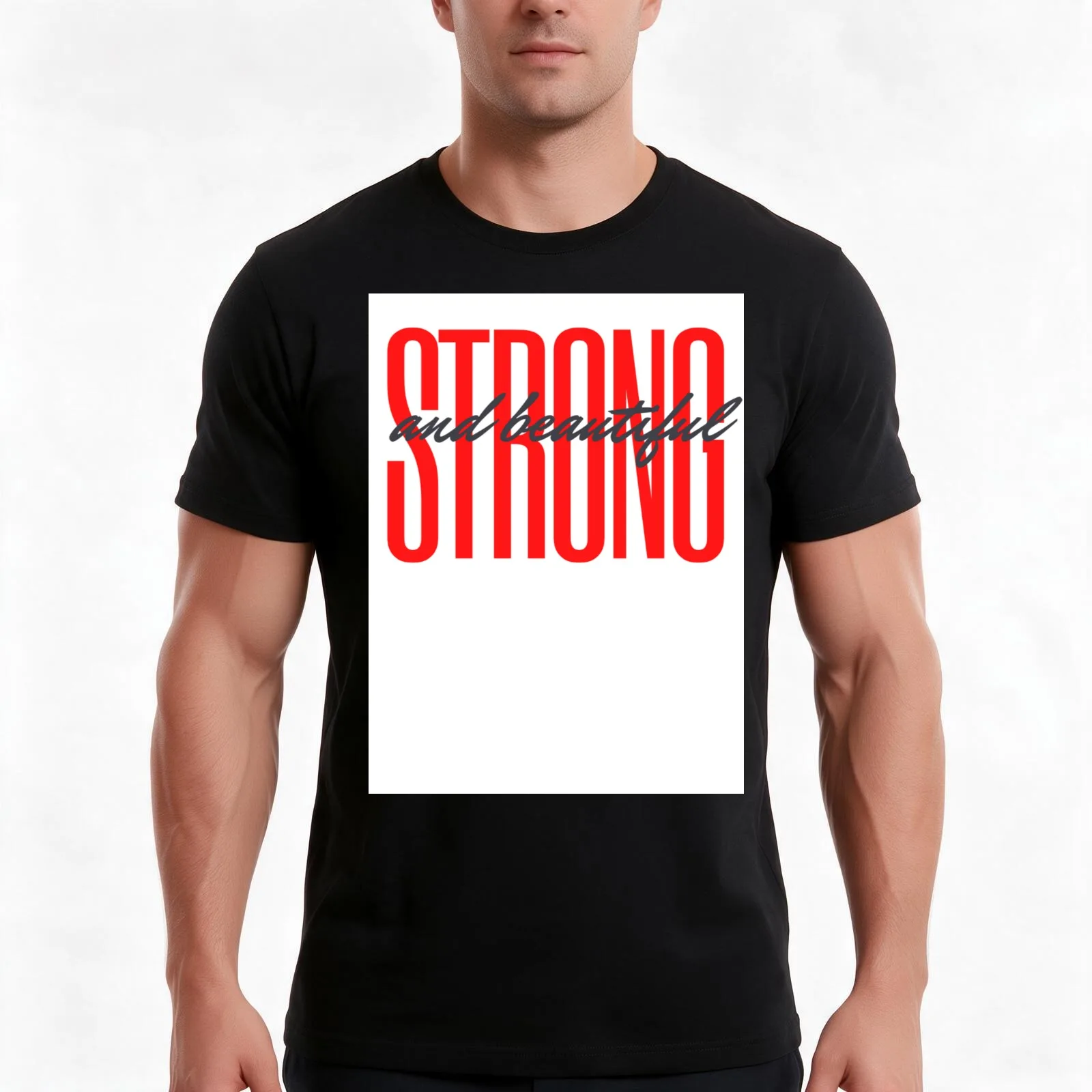 Strong Beautiful Lady Gym Workout Fitness Muscles T-Shirt Summer Casual Cotton Tee Oversized Streetwear Tops Unisex Men Women