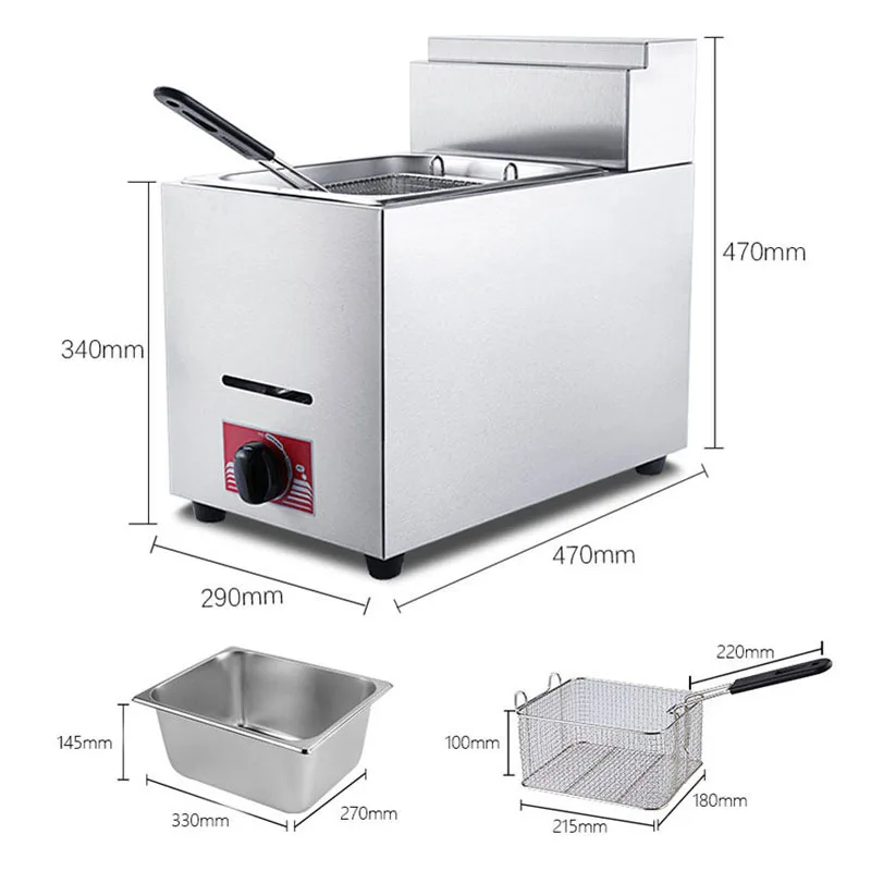 Commercial Double Tank Gas Deep Fryer, Large Capacity for Street Stall, Fried Chicken, Dough Sticks, French Fries & Skewers