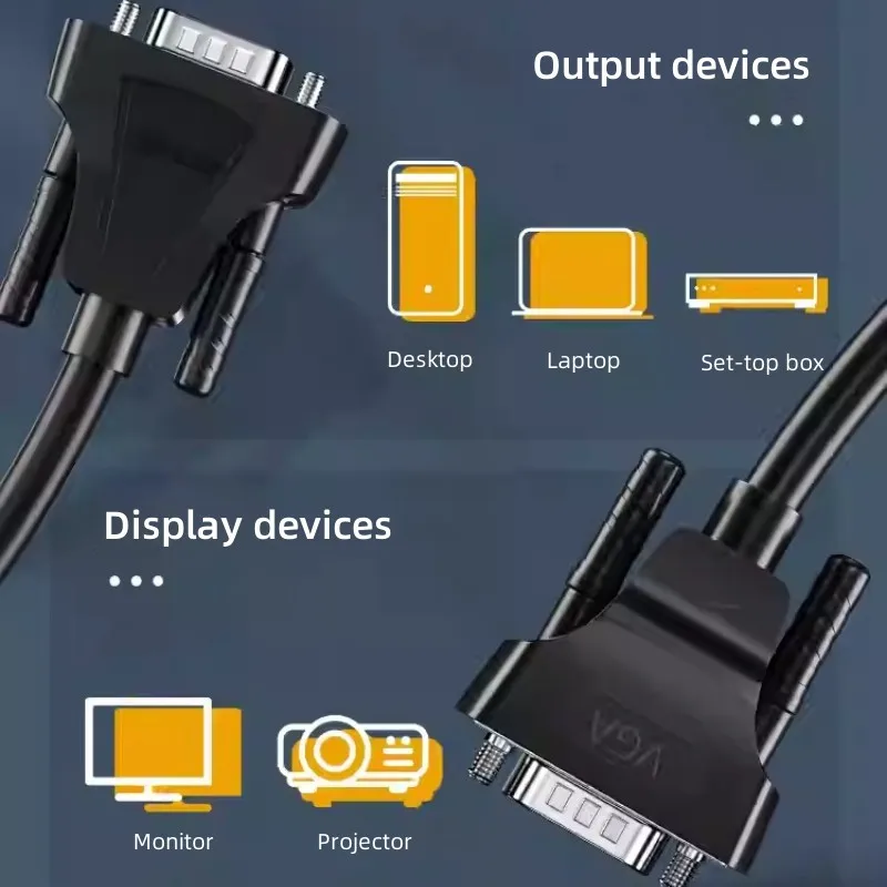 3PCS DTECH DT-V001 VGA Computer Monitor Cable 1080P Male To Male 15 Pin VGA To VGA 3+6 Cable 1m
