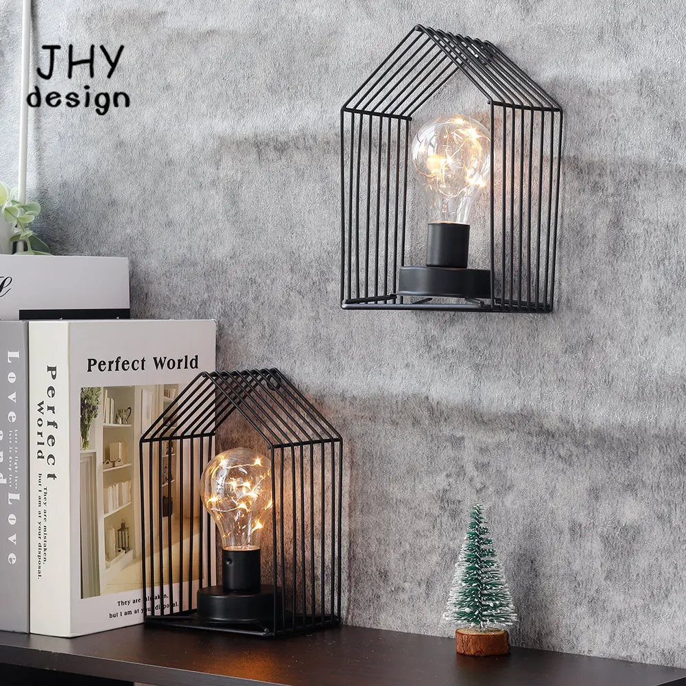 Set of 2 Modern Table Lamp Battery Operated Lamp Metal Hanging Cordless Lamp Decorative Lamp for Indoor Outdoor Patio Home Decor