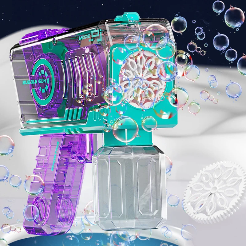Transparent bubble machine electric bubble gun With music Light Bubble Gun Rocket fashion style bubble blowing toys in dark