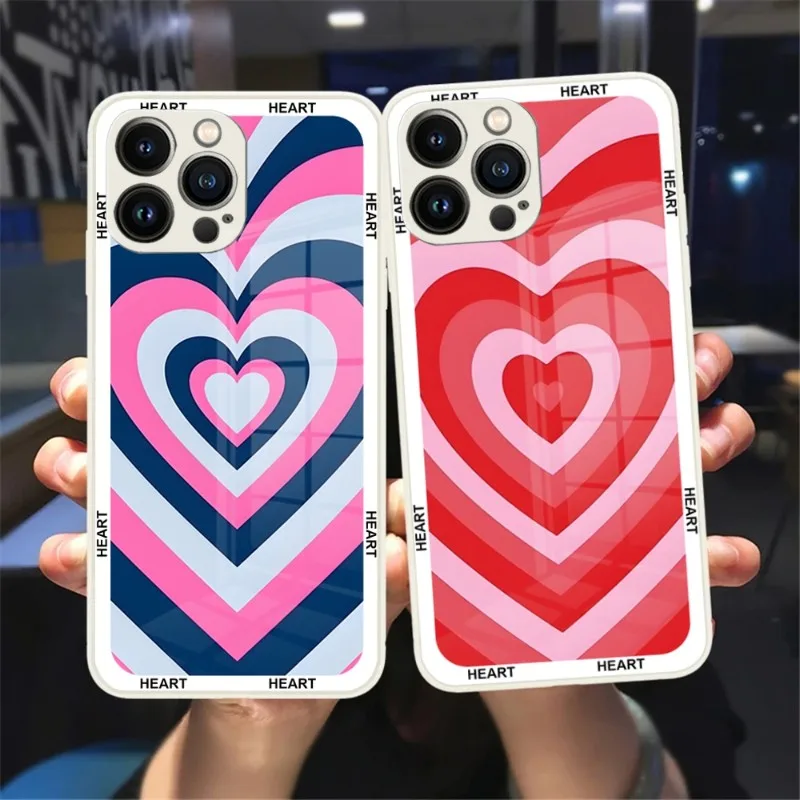 Latte Love Caffee Heart Phone Case Black White Glass For IPhone 13 14 12 11 Pro Max Plus Mini X XR 8 7 6s SE2020 Cover