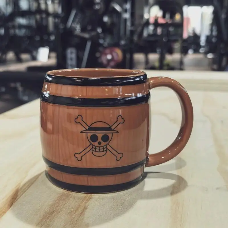 One Piece Ceramic Cup Straw Hat Bucket Mug Cartoon Coffee Cup Cute Anime Monkey D. Luffy Holiday Gift Water Cup