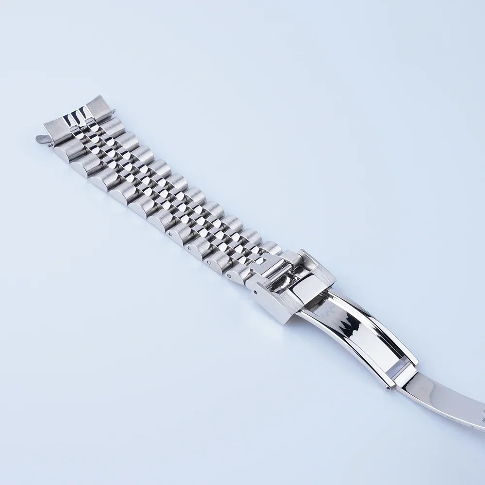 20 21mm Sliver Hollow Curved End Solid Screw Links Watch Band Jubilee strap For Seiko 5 For Seiko Panda SSC813- 819/ SSC911- 917