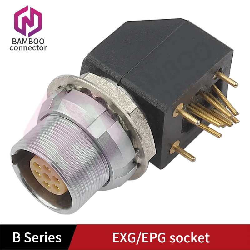 

Push-pull self-locking connector Printed circuit board installation Metal round socket Corner socket Threaded fixation connector