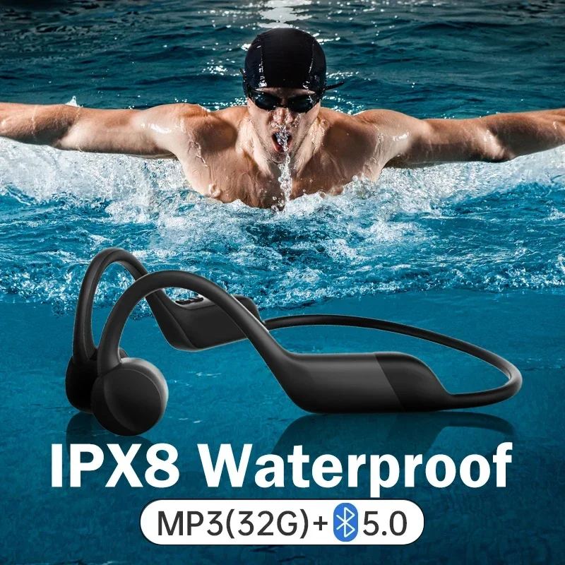 

Black Bone Conduction Earphone IPX6 Wireless Open Headset Bluetooth 5.0 Swimming Bluetooth Headphones 32GB MP3 Sports Earbuds