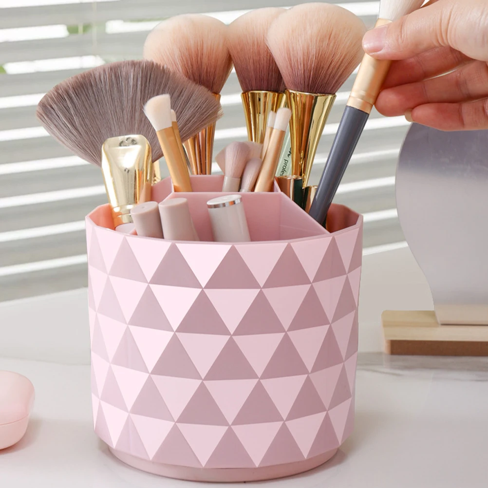 

3pcs Makeup Brush Storage Tube White Green Pink Rotating ganizer Desk Holder Smooth Edge PP Material 360 Degree