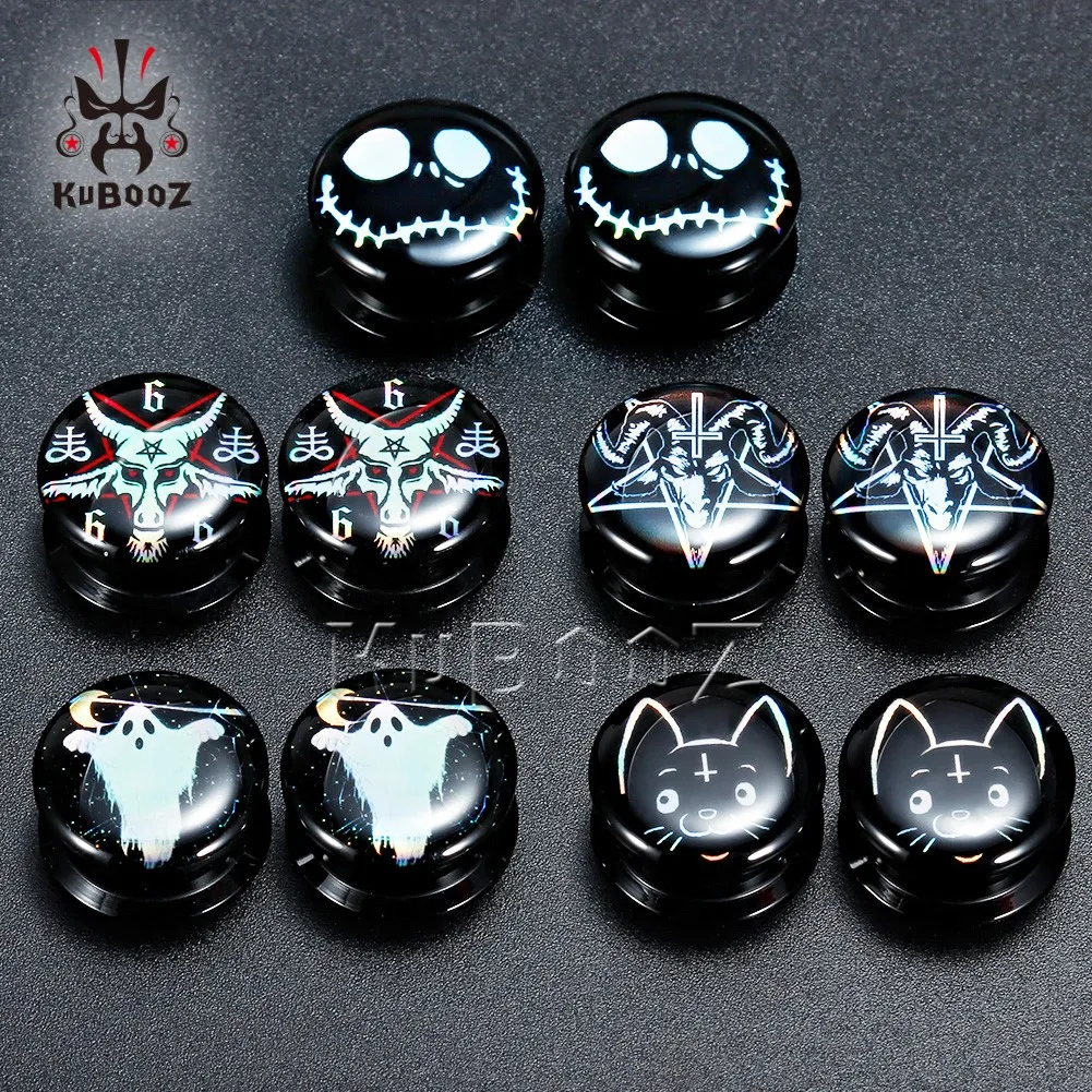 Wholesale Price Picture Logo Acrylic Ear Piercing Body Jewelry Expanders Earrings Tunnels Plugs Fashion Gauges For Gift 44PCS