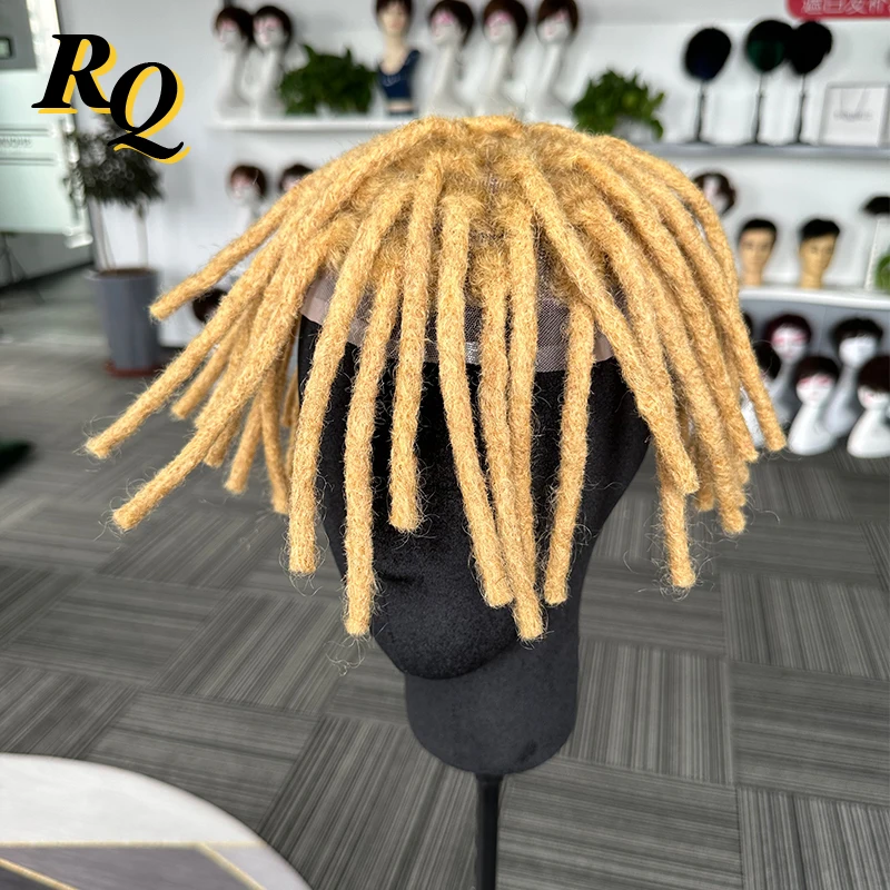 Toupee For Men Dreadlock Hair Full Lace 100% Human Hair Topper Locs Braided Male Wig Dreadlocs Hair 8 Inch Hair Toupee Braiding